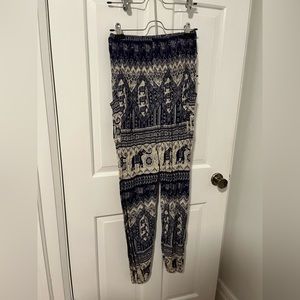 White and blue elephant pants